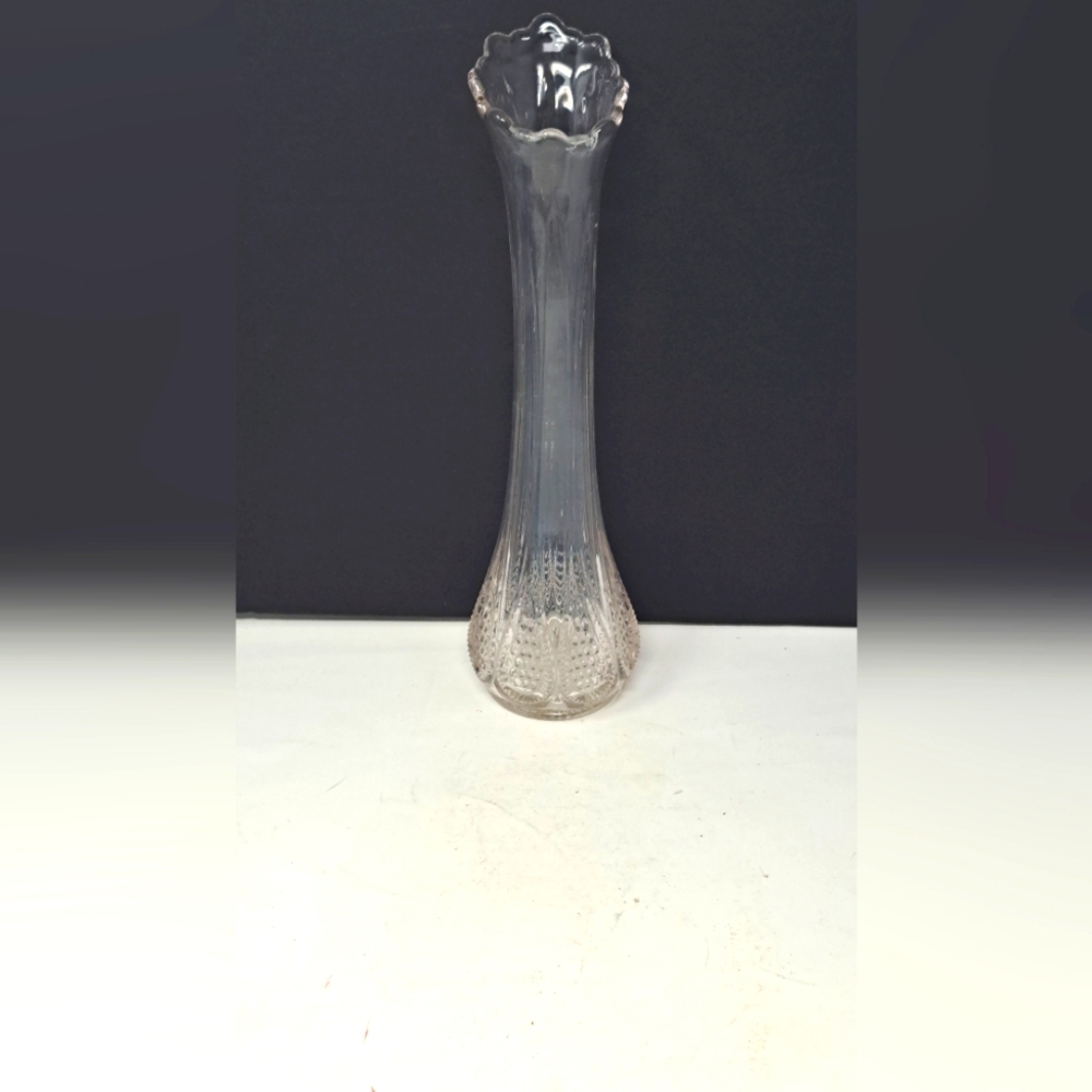 Vintage U.S Glass Clear New Jersey Pattern Swung Glass Vase